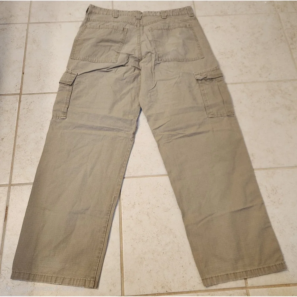 Wrangler Mens Cargo Pants‎ Khaki Tan Straight Leg 100% Cotton 34x32